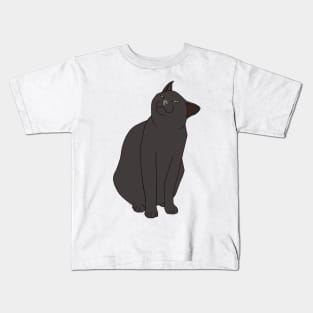 SMUG BLACK CAT MEME Kids T-Shirt